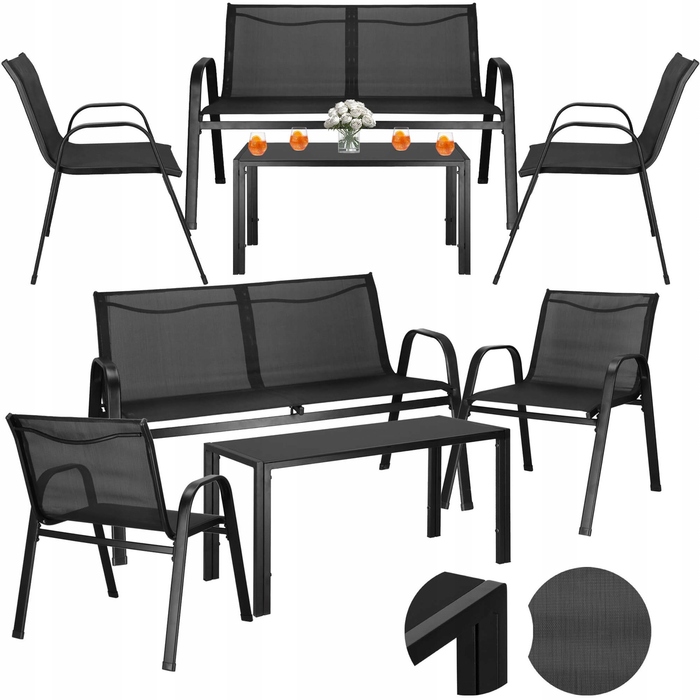 Комплект садових меблів Springos, метал, чорний, 4 предмети