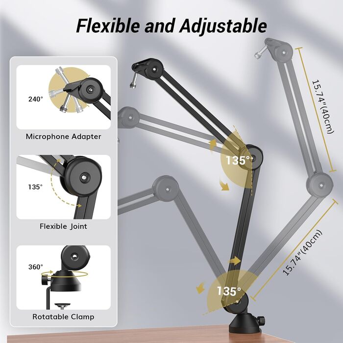 Мікрофонний стійка-тримач TONOR з поп-фільтром та кріпленням 3/8