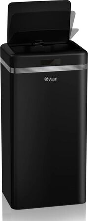 Сміттєвий бак Swan Retro з датчиком руху, 45 л, метал, чорний - розумний контейнер для сортування сміття, великий об'єм, вінтажний дизайн