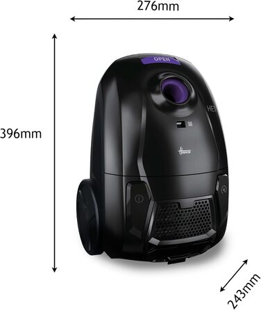 Пилголом Hoover HE2 Kompakt: потужний пилосос з мішком для твердих поверхонь та килимів, фільтр EPA, 3.5 л контейнер, аксесуари, 850 Вт, радіус дії 10 м [HE2Z10A]