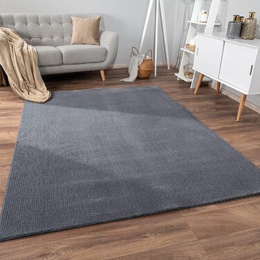 Домашній килим Paco для вітальні, спальні, з коротким ворсом, в скандинавському стилі бохо, з мелірованою обробкою, Сучасний однотонний декор, Розмір Колір (120x160 см, антрацит)