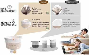 Великий міцний кошик для білизни з плетіння, сірий/бежевий (горизонтальний), для зберігання одягу, ковдр, іграшок, 50x38 см