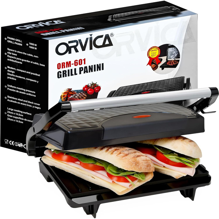 Для сендвічів Електричний гриль 750 Вт Сендвіч-тостер Антипригарний стейк і як Panini Grill Сендвіч-машина 26 шт. 21,5 см