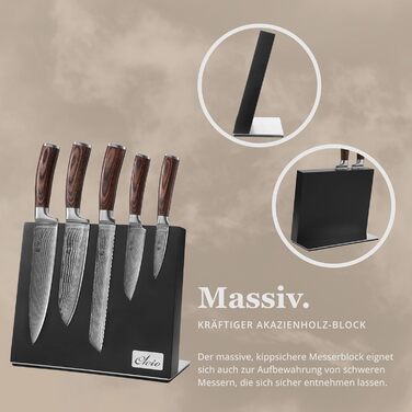 Магнітний тримач для ножів Oleio, чорний. Тримач без ножів з потужним магнітом, нержавіюча сталь, підставка для дамаських та кухонних ножів