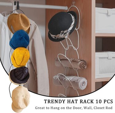 Полиця для зберігання капелюхів, шапок, шарфів, сумок, 10 шт.