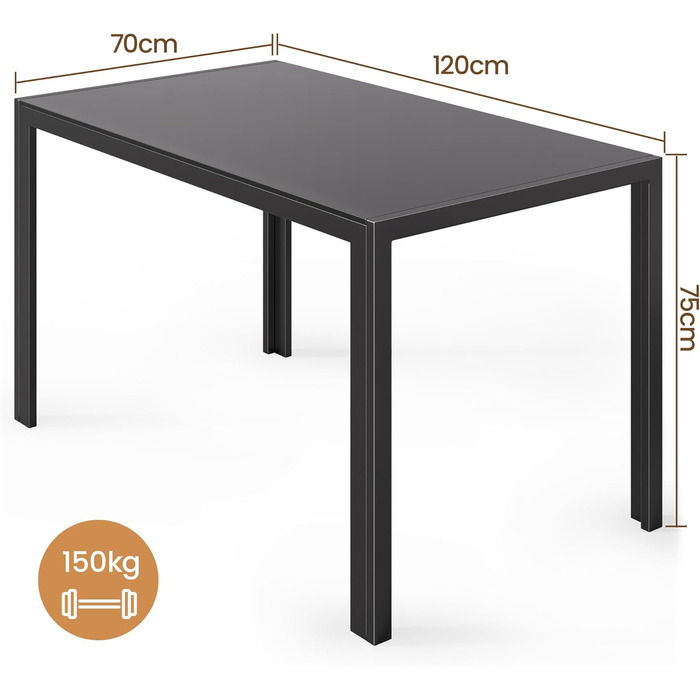 Стіл Bealife з загартованого скла, 120x70x75 см – сучасний кухонний стіл з металевим каркасом, стійкий до подряпин та тепла. Підходить для кухні, вітальні, їдальні або кавової зони, home office. (Білий, 120 * 70 * 75)