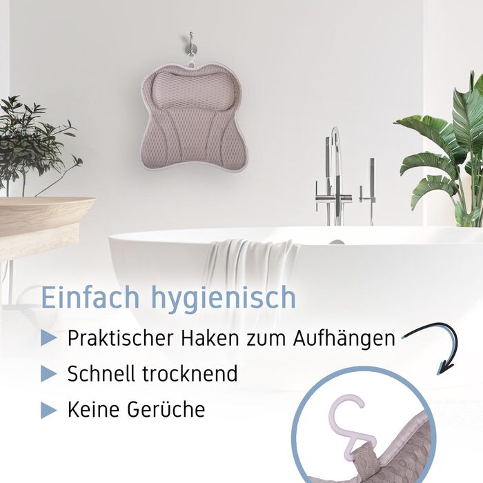 Преміум подушка для ванни з підголовником та підтримкою шиї | Ергономічна подушка для ванни з присосками | Синій (Сірий)