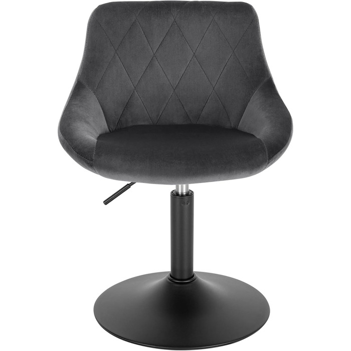 Крісло для туалетного столика WOLTU BH242bl-1, сіре, з підлокітниками, регульоване, обертове, для спальні, кухні, їдальні