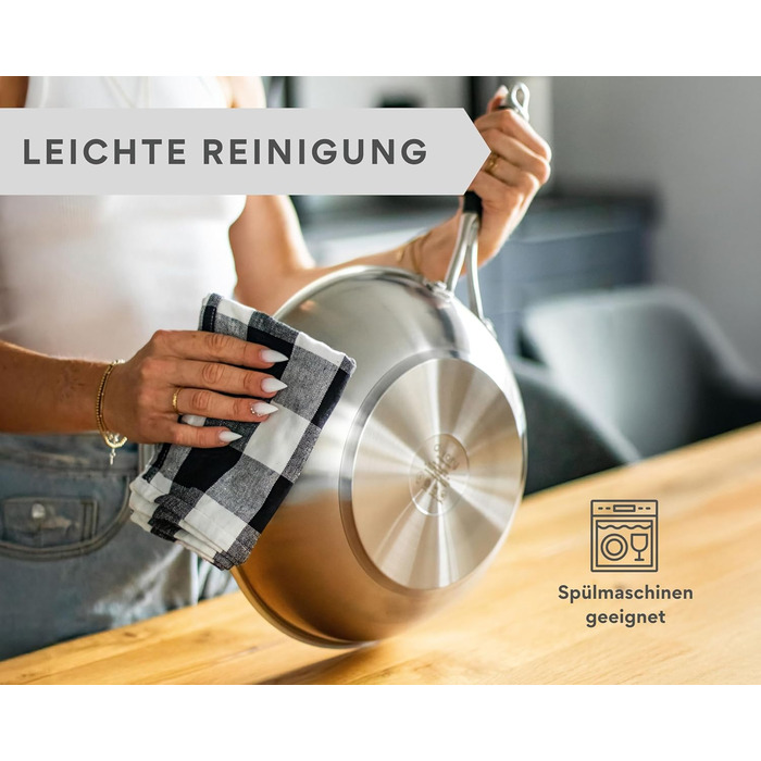 Набір сковорідок нержавіючої сталі Edelstein PURA 20, 24, 28 см – без покриття PTFE/PFOA, для індукції та всіх плит, для смаження з ароматом