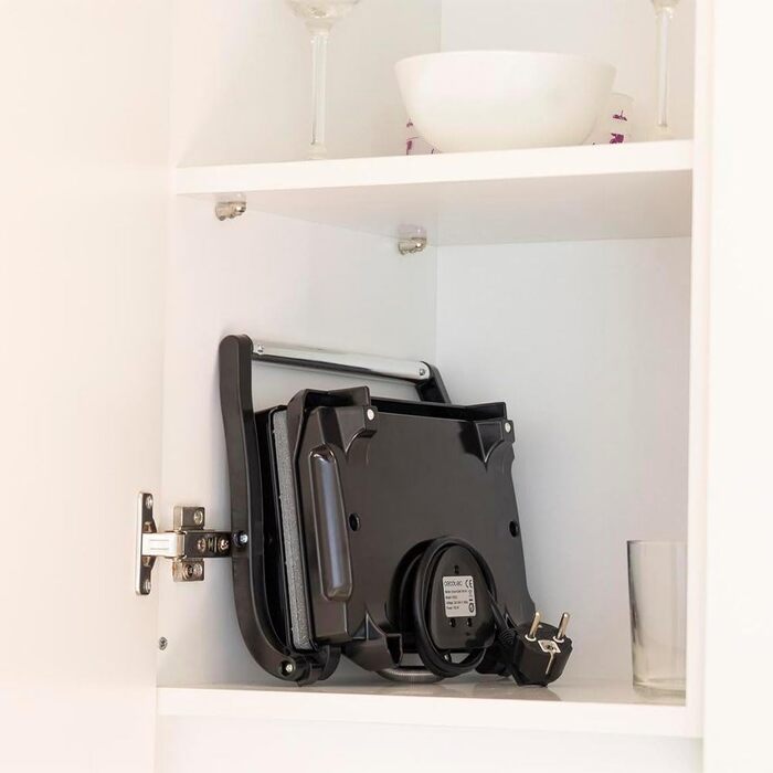 Електрогриль Cecotec Rock'nGrill 700W з антипригарним покриттям, 23x14.5 см, без PTFE та PFOA, плаваюча платформа, холодний ручка, індикатор, вертикальне зберігання