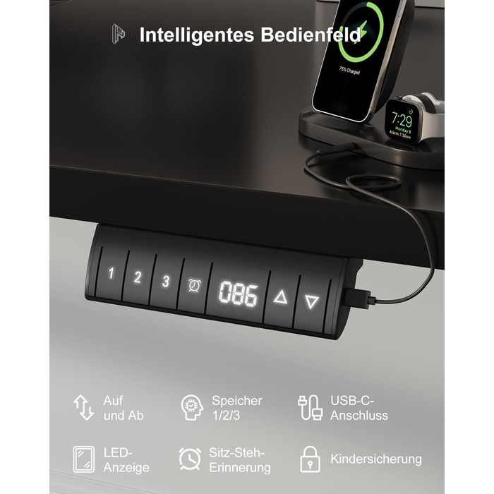 Електричний регульований стіл Homall 120x60 см з пам'яттю, комп'ютерний стіл Standing Desk білий + бежевий