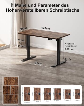 Регульований стіл Homall 200x80 см з USB-портом, електричний, з органайзером для кабелів, пам'ять налаштувань, комп'ютерний стіл