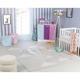 Дитячий килимок з повітряної кулі Surya - мультяшний килимок, килимок для дитячої кімнати або дитячої кімнати, дитячий килимок, ігровий килимок або ігровий килимок - дитячий килимок для хлопчиків і дівчаток, сірий 120x170см 120x170см сірий