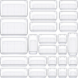 Система організації ящиків 4 розміри, органайзер для макіяжу, прозорий пластик, для макіяжу, кухні, ванної кімнати, офісу (25 шт. )