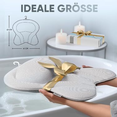 Преміум подушка для ванни XXL рожева | Додаткові подушки для шиї та плечей | Швидковисихаюча, пральна подушка для ванни з 4 великими присосками | Подушка для ванни рожева (XX-Large, Білий)