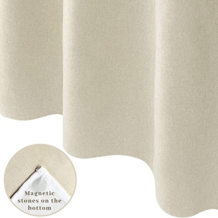 Тканинна шторка для душу з магнітними кріпленнями Snap Liner, 180x200 см (світло-бежева)