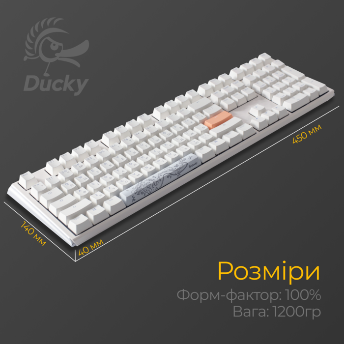 Механічна клавіатура Ducky One 3 Cherry MX Blue RGB White UA