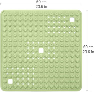 Деталь приводу-італійський килимок для душу преміум-класу, нековзний для літніх людей і дітей-60x60 см, стійкий до цвілі - не містить бісфенолу А - протиковзкий килимок для душа / ванни-квадратна форма-сертифікат TUV- (зелений)