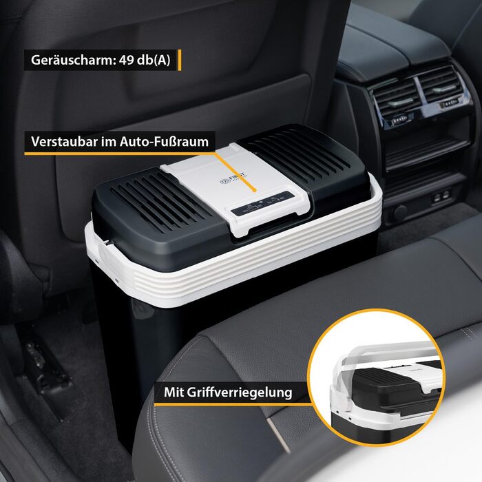 Холодильник автомобільний TZS First Austria 24L з підключенням 12V/230V - Охолоджувальна та нагрівальна сумка для кемпінгу, подорожей, фестивалів - Чорний/Білий