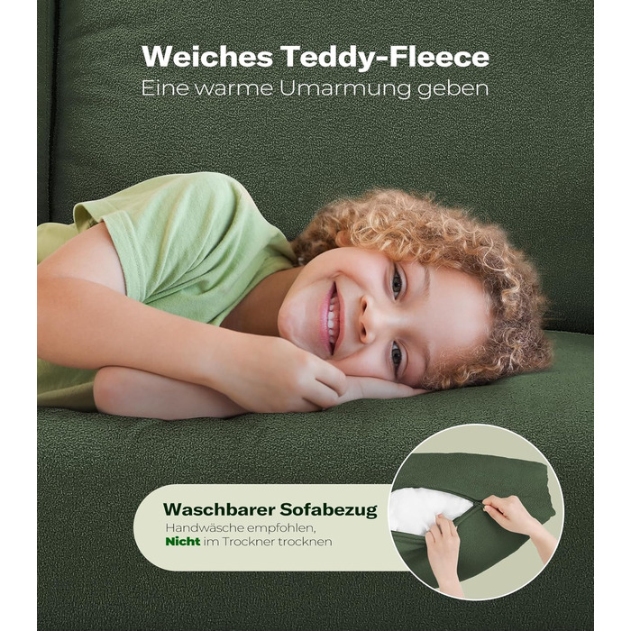 Диван 2-місний, компактний, 130 см, зелений. Зручний диван для підліткової кімнати, легко збирається без інструментів. Дивани з масиву дерева, компактні дивани для вітальні.