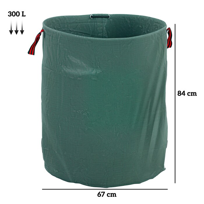 Outsunny Garden Bag 3x300L Водонепроникний мішок для садових відходів з ручками, стабільний мішок для листя, автономні садові мішки із захистом від ультрафіолету, багаторазові мішки для садових відходів Зелені відходи
