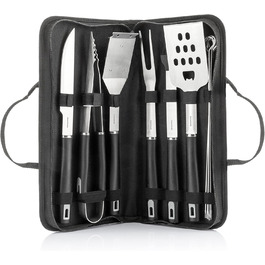 Набір гриля InnovaGoods 12 предметів: інструменти з нержавіючої сталі, термостійкі ручки, кейс, миється в посудомийній машині, чорний, сталь, нержавіюча сталь