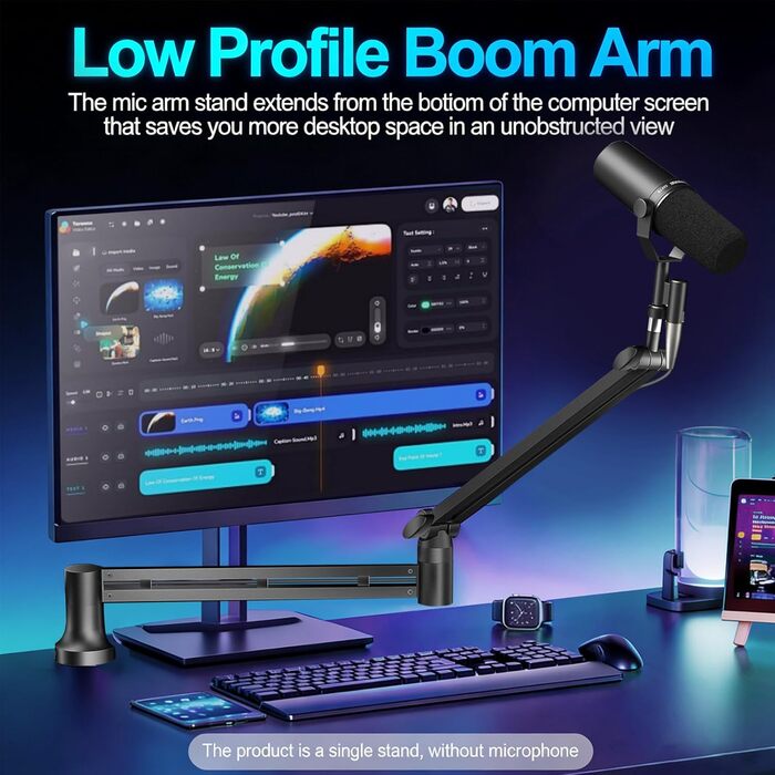 Стійка для мікрофона Low Profile з кріпленням до столу (7 см), адаптери 3/8