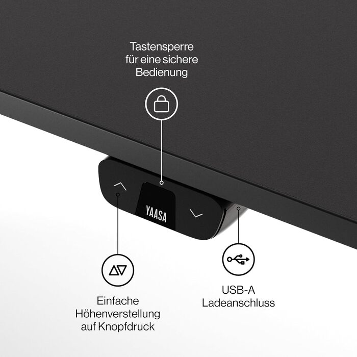 Дитячий стіл Yaasa Desk Basic S регульований по висоті, 120x70 см, чорний, incl. key замок і USB-порт для зарядки, стіл Антрацит 120 x 70 см