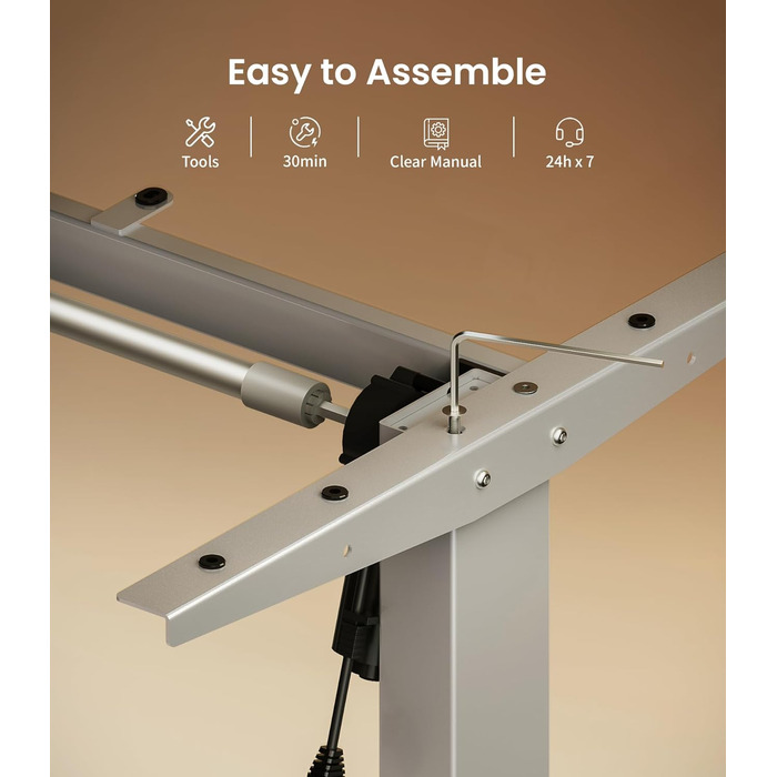 Електричний регульований стіл MAIDeSITe T1 Pro (Сірий) з 4 пам'яттю висоти та потужним мотором