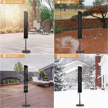 Захисний чохол для парасольки/маркетки Dokon Ø400см, водонепроникний, зимовий, UV-стійкий, чорний