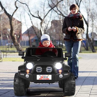 Дитячий електромобіль DREAMADE, 2-місний, з пультом 2,4 ГГц, LED-підсвіткою, музикою, USB, 12V, для дітей від 3 років (білий/чорний)