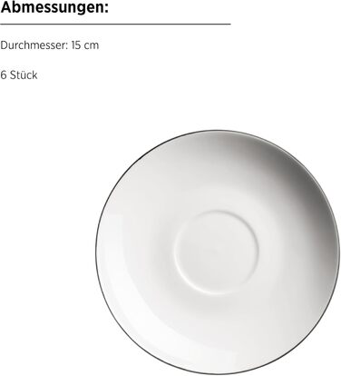 MÄSER Felise: Елегантний кавовий сервіз на 6 осіб, порцеляна, чорний кант