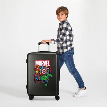 Валіза Avengers Sky Avengers Чорна 38x55x20 cms Hard Shell ABS Кодовий замок 34 л 2,6 кг 4 подвійні колеса ручна поклажа (Marvel, набір валіз медіана)