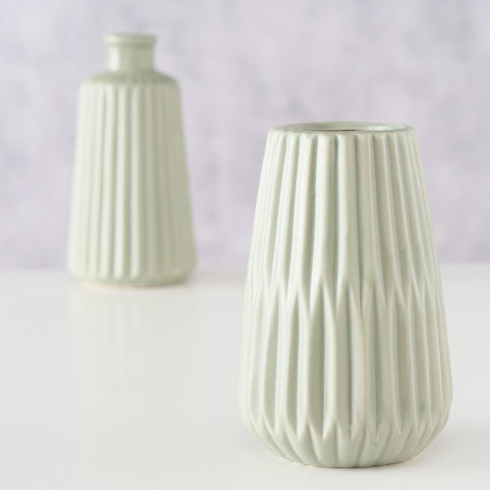 Набір ваз Wackadoo, порцеляна, сучасний, набір з 2, скандинавський дизайн, 17x8,5 см та 14x8,5 см (зелені)