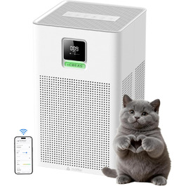 Повітряочисник з HEPA фільтром H13, сумісний з Matter, Apple Home, Alexa, Google Home, Home Assistant, ароматерапія, еко-режим, 62 м²