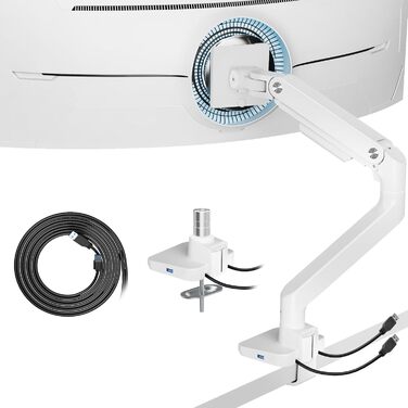 Кріплення для монітора ARES WING з USB A/C, кріплення для монітора 17-49 дюймів, підставка для монітора з газовою пружиною, VESA 75/100 мм, білий