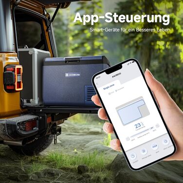 Автомобільний холодильник AAOBOSI 50л: Електричний компресорний кулер IPX4, -20°C/+20°C для авто, вантажівки, кемпінгу, подорожей