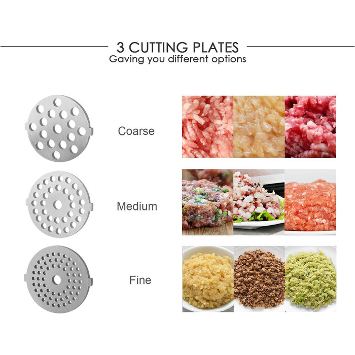 Професійний м'ясоподрібнювач COOCHEER для приготування ковбас, 2000 Вт, з 3 наборами ножів