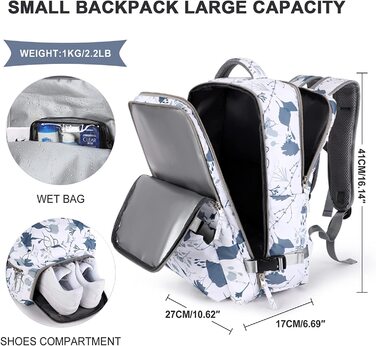Великий дорожній рюкзак жіночий рюкзак для ручної поклажі чоловічий туристичний рюкзак водонепроникний спортивний рюкзак для активного відпочинку повсякденний рюкзак шкільна сумка підходить для ноутбука 14 дюймів з USB-портом для зарядки відділення для вз