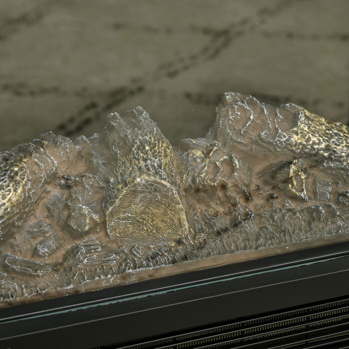 Електрокамін HOMCOM, 2000 Вт, підлоговий камін з обігрівом та світлодіодним 3D-ефектом полум'я, 4 рівні яскравості, електричний камін з термостатом, захистом від перегріву, чорного кольору