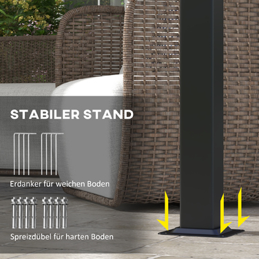 Маркіза для захисту від сонця. Пергола, стійка до погодних умов, з комплектом кріплення, розміром 3 x 3,5 м, бежевого кольору.