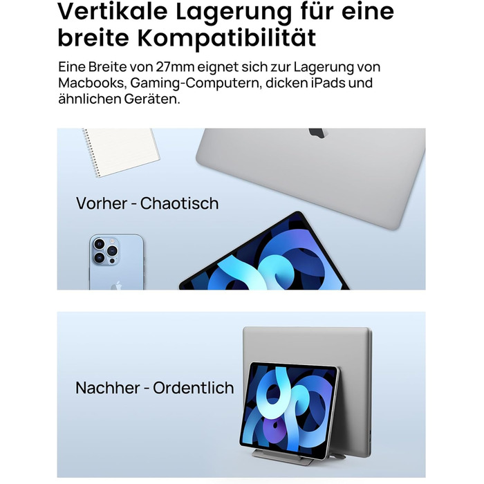Підставка для ноутбука SODI вертикальна, автоматична, алюмінієва. Захист MacBook, MacBook Pro/Air, ноутбуків, планшетів, телефонів (Space Grey)