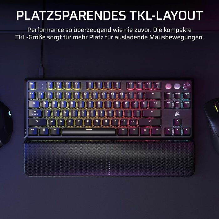 Ігрова механічна клавіатура Corsair K70 MAX RGB QWERTZ DE (Tenkeyless) - сіра