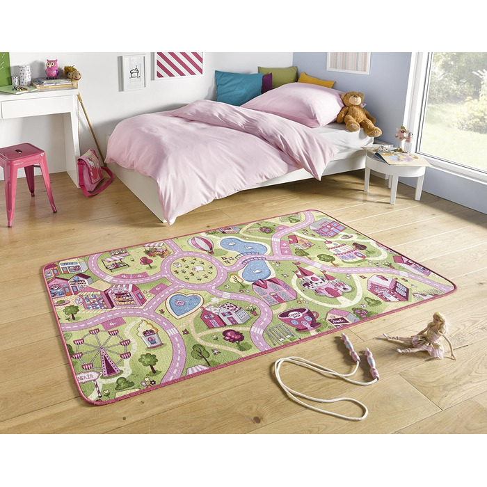 Килимок Hanse Home Play Sweet Town дитячий килимок вуличний мотив, 90x200см, рожевий