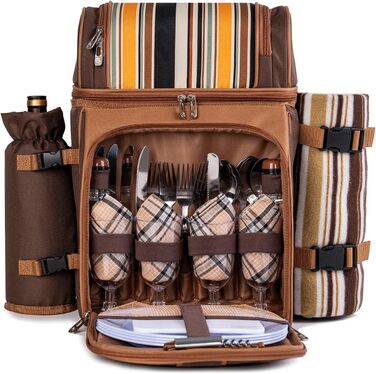 Набір для пікніка ALLCAMP Outdoor Gear на 4 особи (рюкзак, деки, посуд, аксесуари)