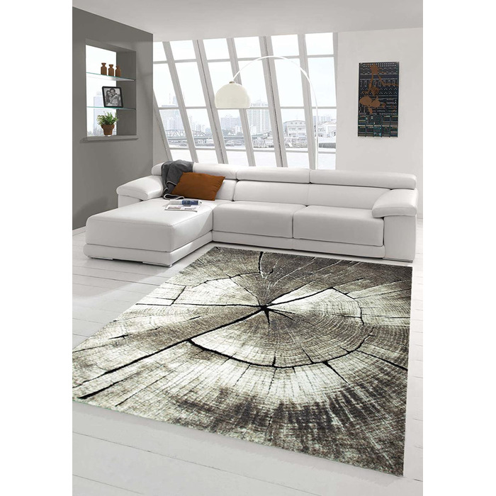 Килим-мрія дизайнера килим для вітальні сучасні абстрактні лінії коричнево-кремовий мелірований розмір (200 х 290 см, кремово-коричневий)