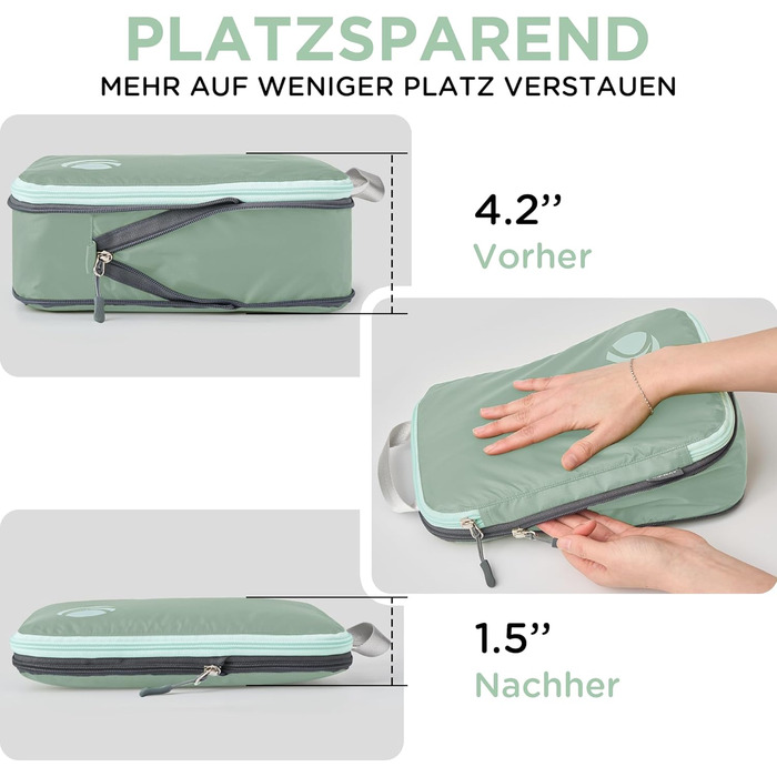 Набір компресійних органайзерів для одягу в дорогу Cipway, ультралегкі сумки-пакувальники для валізи та рюкзака, 3 шт., шавбрия зелений