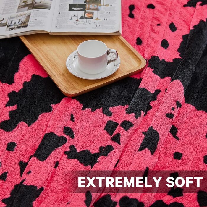 Електрична гріюча ковдра з принтом корови, повний розмір, 183 x 213 см, фіолетова, 10 режимів нагріву, автовимкнення через 8 годин, декор з гірської породи худоби, фліс, шерпа, тепла