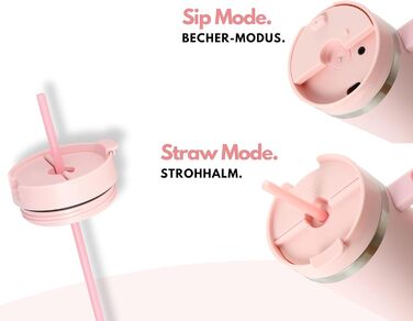 Термокружка Milu 1200 мл з трубочкою та ручкою – подарунок на Великдень для жінок та чоловіків. Ідеї подарунків для тата, мами, друга, подруги. Подарунки на День батька та День матері. Подарунки для дідуся та бабусі (1200 мл, Blossom Pink)