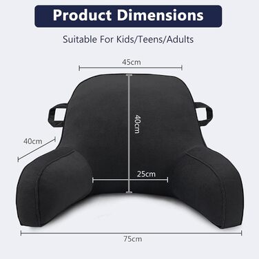 Підлогове крісло-мішок з підлокітниками, для читання та відпочинку, чорне